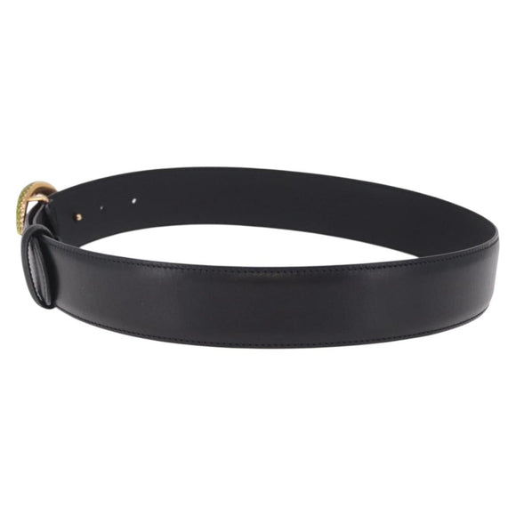GUCCI Belt Leather 33.9 Black Gold Auth yk21106V