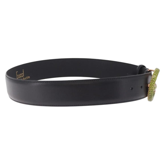 GUCCI Belt Leather 33.9 Black Gold Auth yk21106V