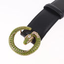 GUCCI Belt Leather 33.9 Black Gold Auth yk21106V-5