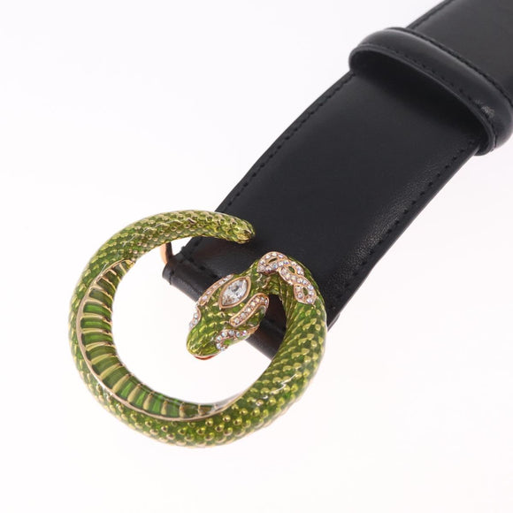 GUCCI Belt Leather 33.9 Black Gold Auth yk21106V