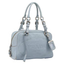 PRADA Hand Bag Leather 2way Blue Silver Auth yk21107A-1