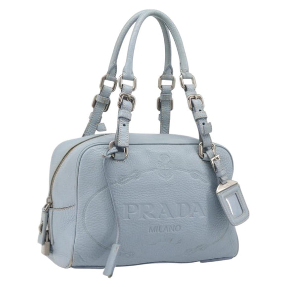 PRADA Hand Bag Leather 2way Blue Silver Auth yk21107A