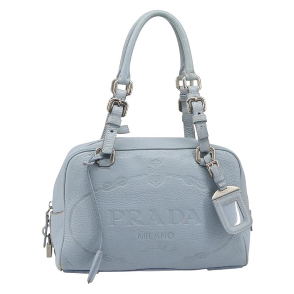 PRADA Hand Bag Leather 2way Blue Silver Auth yk21107A