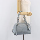 PRADA Hand Bag Leather 2way Blue Silver Auth yk21107A-27