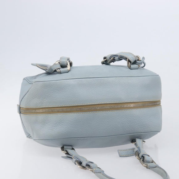 PRADA Hand Bag Leather 2way Blue Silver Auth yk21107A