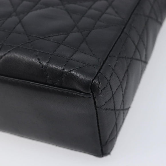 Christian Dior Mini cannage Hand Bag Lamb Skin Black Gold Auth yk21108SAM