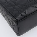 Christian Dior Mini cannage Hand Bag Lamb Skin Black Gold Auth yk21108SAM-11