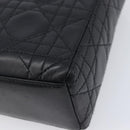 Christian Dior Mini cannage Hand Bag Lamb Skin Black Gold Auth yk21108SAM-12