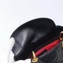 Christian Dior Mini cannage Hand Bag Lamb Skin Black Gold Auth yk21108SAM-15