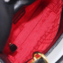 Christian Dior Mini cannage Hand Bag Lamb Skin Black Gold Auth yk21108SAM-17