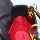 Christian Dior Mini cannage Hand Bag Lamb Skin Black Gold Auth yk21108SAM-18