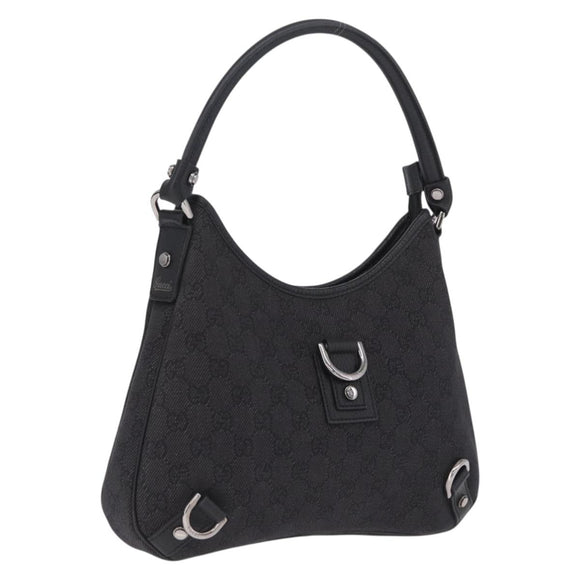GUCCI GG Canvas Abbey Hand Bag Black Silver 268637 Auth yk21109V