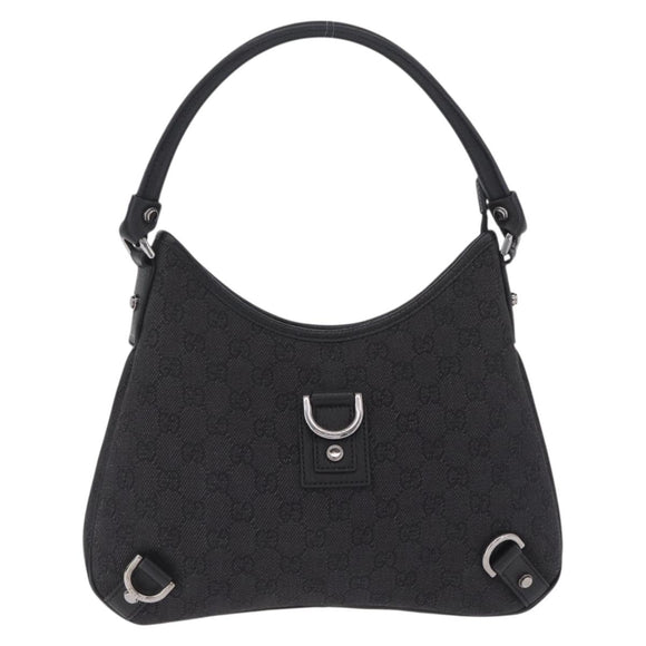 GUCCI GG Canvas Abbey Hand Bag Black Silver 268637 Auth yk21109V