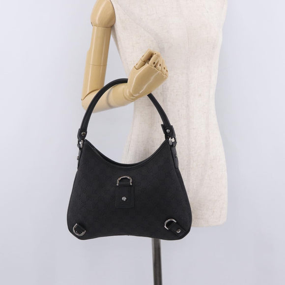 GUCCI GG Canvas Abbey Hand Bag Black Silver 268637 Auth yk21109V