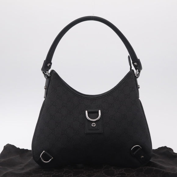 GUCCI GG Canvas Abbey Hand Bag Black Silver 268637 Auth yk21109V