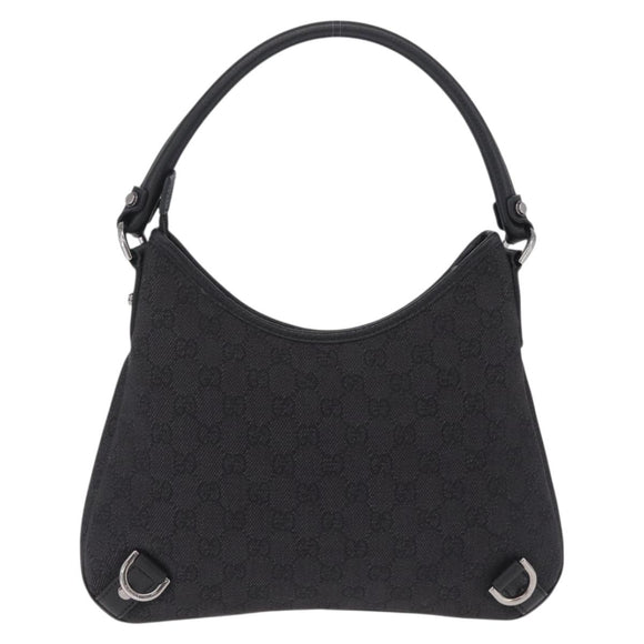 GUCCI GG Canvas Abbey Hand Bag Black Silver 268637 Auth yk21109V