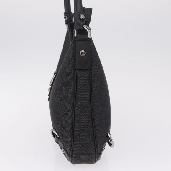 GUCCI GG Canvas Abbey Hand Bag Black Silver 268637 Auth yk21109V