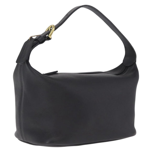 Coach Hand Bag Leather Black Gold Auth yk21124A