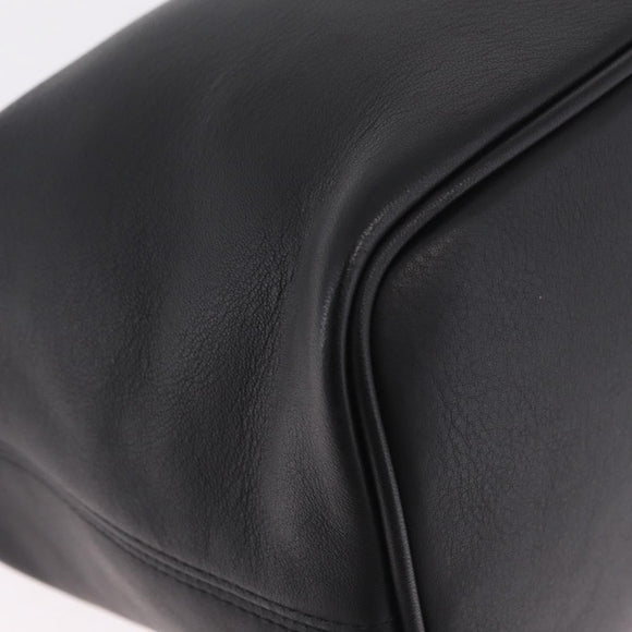 Coach Hand Bag Leather Black Gold Auth yk21124A