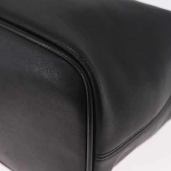 Coach Hand Bag Leather Black Gold Auth yk21124A