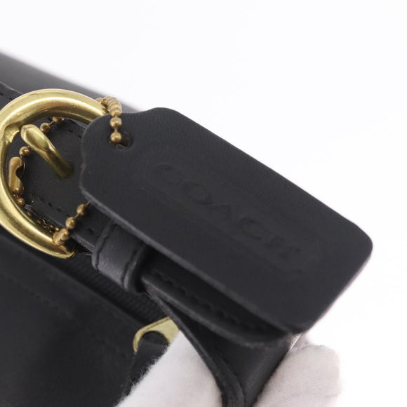 Coach Hand Bag Leather Black Gold Auth yk21124A
