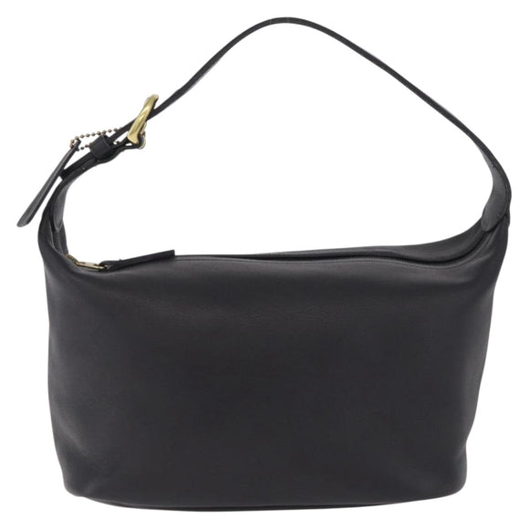 Coach Hand Bag Leather Black Gold Auth yk21124A