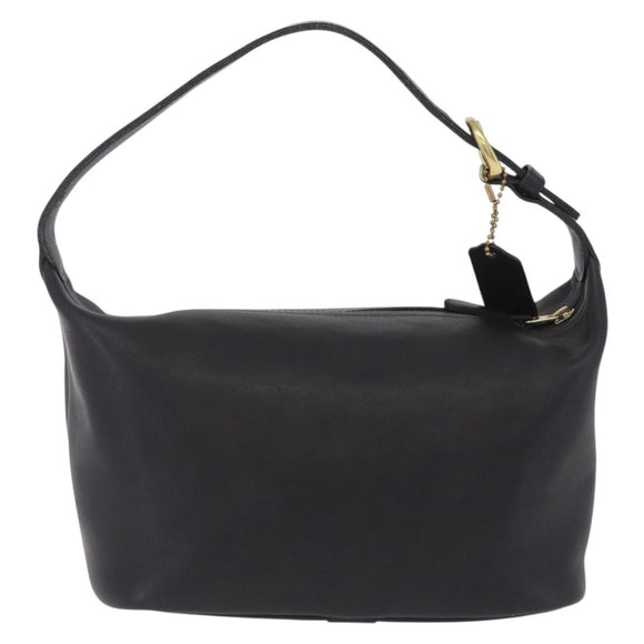 Coach Hand Bag Leather Black Gold Auth yk21124A
