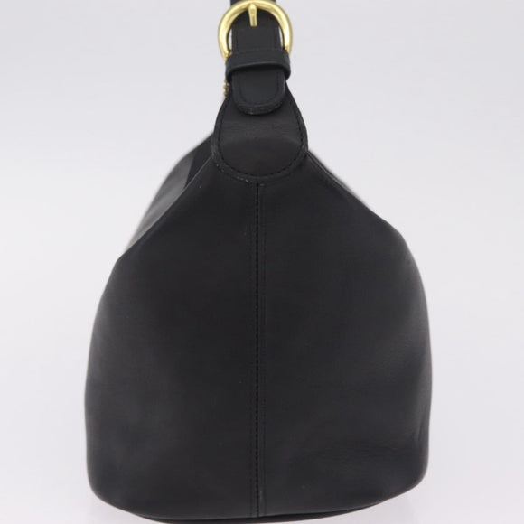 Coach Hand Bag Leather Black Gold Auth yk21124A