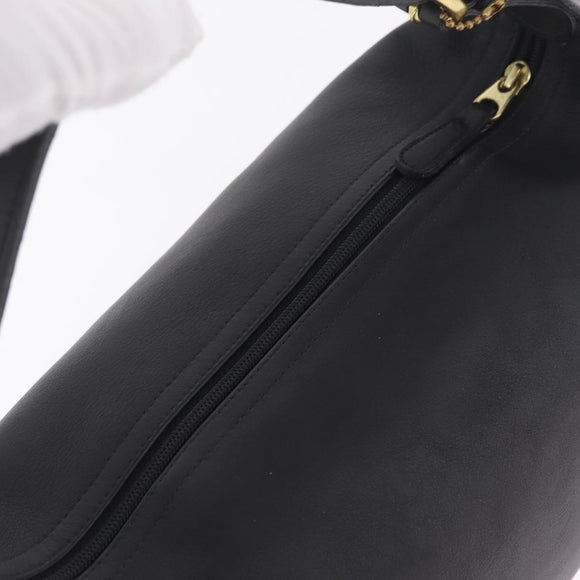 Coach Hand Bag Leather Black Gold Auth yk21124A