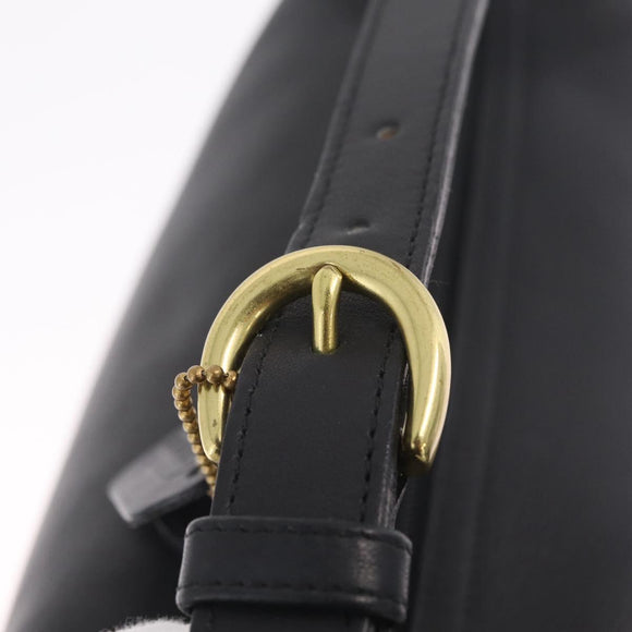 Coach Hand Bag Leather Black Gold Auth yk21124A