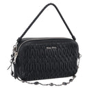 Miu Miu Matelasse Bijoux Shoulder Bag Leather 2way Black Silver Auth yk21143SAM-1