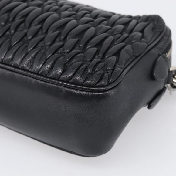Miu Miu Matelasse Bijoux Shoulder Bag Leather 2way Black Silver Auth yk21143SAM