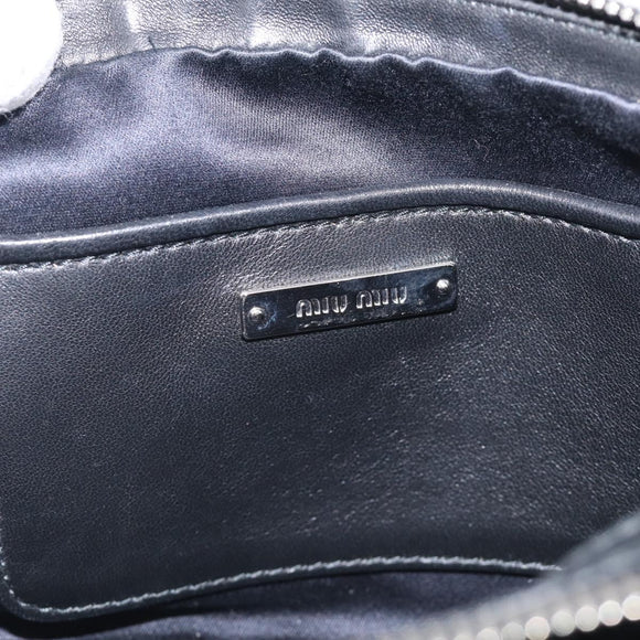 Miu Miu Matelasse Bijoux Shoulder Bag Leather 2way Black Silver Auth yk21143SAM