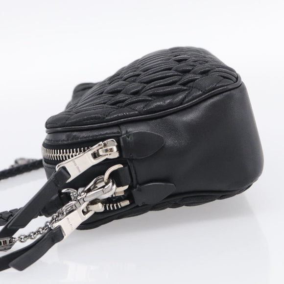 Miu Miu Matelasse Bijoux Shoulder Bag Leather 2way Black Silver Auth yk21143SAM