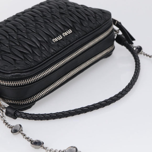 Miu Miu Matelasse Bijoux Shoulder Bag Leather 2way Black Silver Auth yk21143SAM
