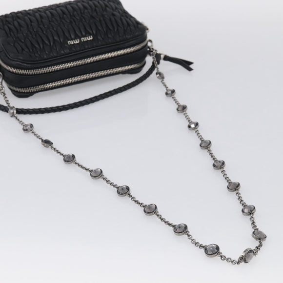 Miu Miu Matelasse Bijoux Shoulder Bag Leather 2way Black Silver Auth yk21143SAM