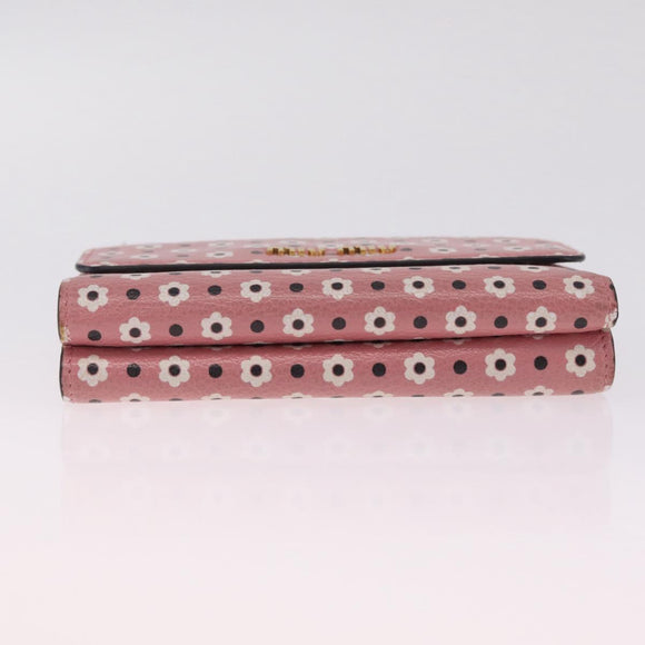 Miu Miu Wallet Leather Pink Gold Auth yk21144M