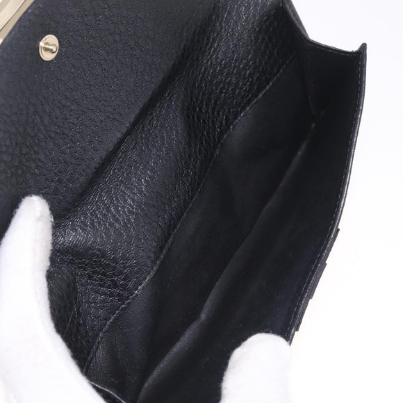 GUCCI Long Wallet Leather Black Gold 131847 Auth yk21145V