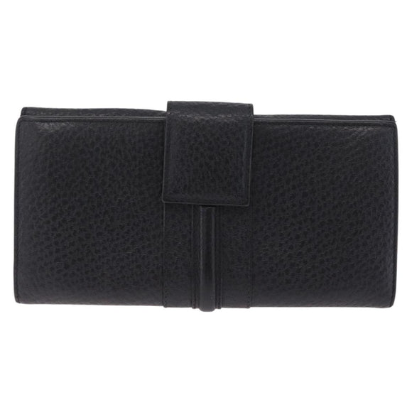 GUCCI Long Wallet Leather Black Gold 131847 Auth yk21145V