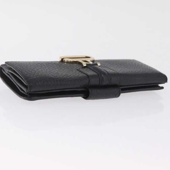 GUCCI Long Wallet Leather Black Gold 131847 Auth yk21145V