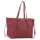 Miu Miu Tote Bag Leather 2way Red Gold Auth yk21146V-1