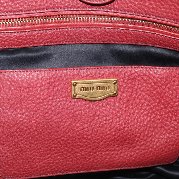 Miu Miu Tote Bag Leather 2way Red Gold Auth yk21146V