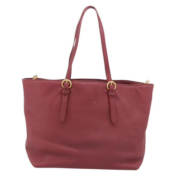 Miu Miu Tote Bag Leather 2way Red Gold Auth yk21146V
