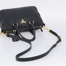 PRADA Hand Bag Leather 2way Black Gold Auth yk21147V-10