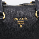 PRADA Hand Bag Leather 2way Black Gold Auth yk21147V-18