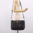 PRADA Hand Bag Leather 2way Black Gold Auth yk21147V-28