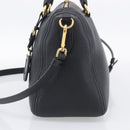 PRADA Hand Bag Leather 2way Black Gold Auth yk21147V-5