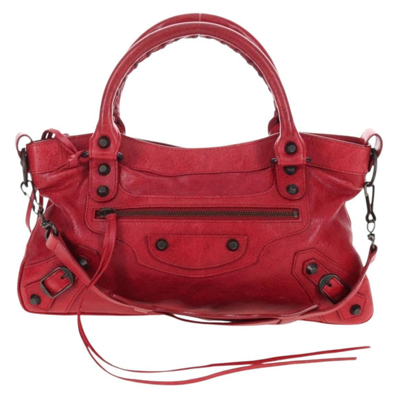 Balenciaga The First Hand Bag Leather 2way Red 103208 Auth yk21151M