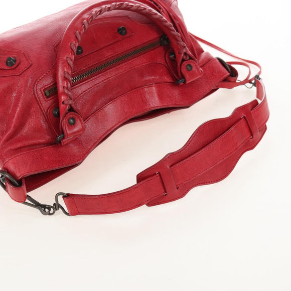 Balenciaga The First Hand Bag Leather 2way Red 103208 Auth yk21151M