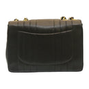 CHANEL Mademoiselle Big COCO Mark Chain ShoulderBag Lamb Skin Black Auth yk4080A-2